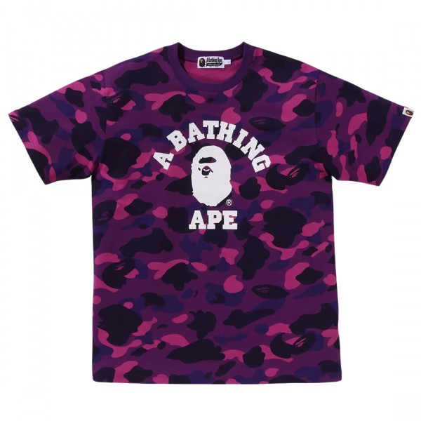 A Bathing Ape Men Color Camo College Tee purple
