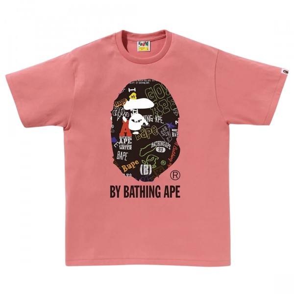 A Bathing Ape Men Hand Draw Pattern By Bathing Ape Tee pink