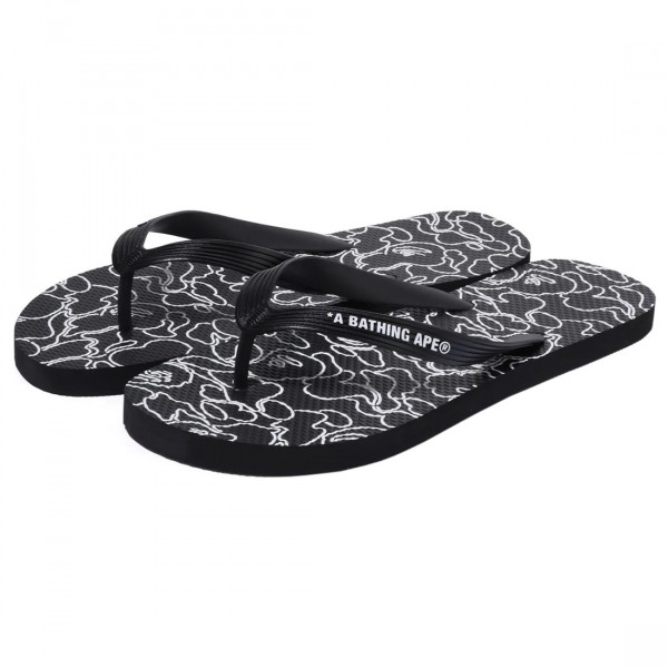 A Bathing Ape Men ABC Neon Camo Beach Sandals black