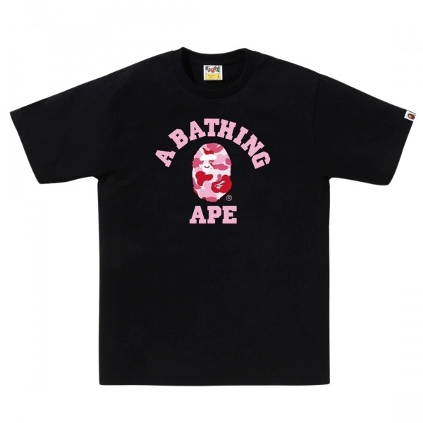 A Bathing Ape Men ABC Camo College Tee black pink
