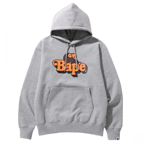 A Bathing Ape Men Milo On Bape Relaxed Fit Pullover Hoodie gray