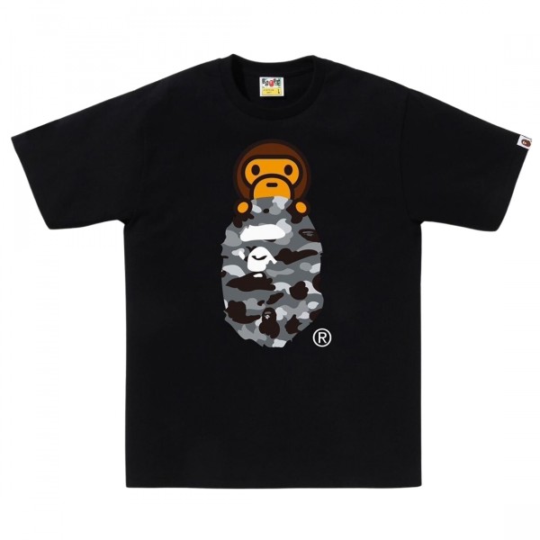 A BATHING APE BAPE HEAD ポロシャツ　1st CAMO A Bathing Ape Men 1st Camo Milo On Ape Head Tee black gray