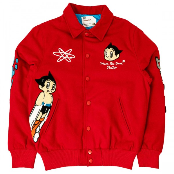 BAIT x Astro Boy Men Varsity Jacket with Chenille red