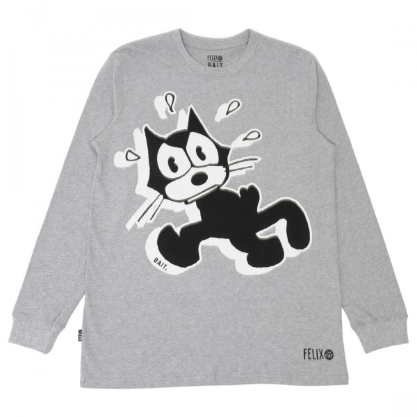 bait x felix the cat men sweatin long sleeve tee gray
