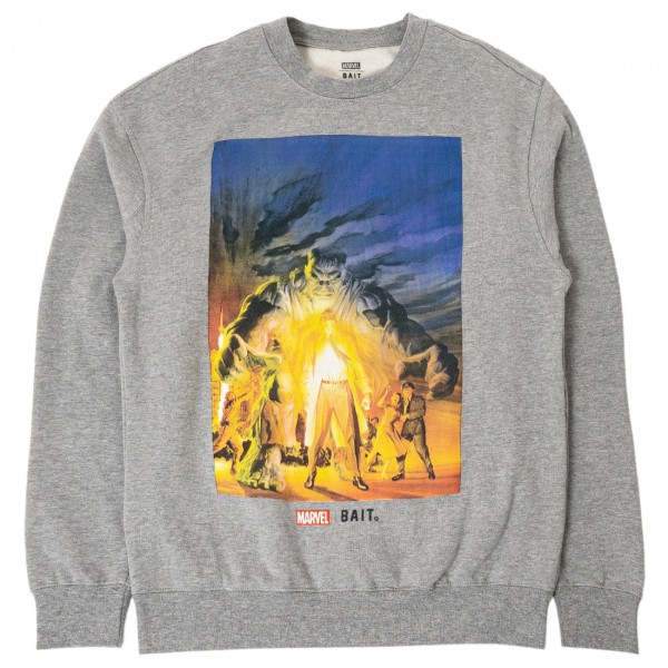 BAIT x The Hulk Men Hulk and Bruce Crewneck Sweater gray