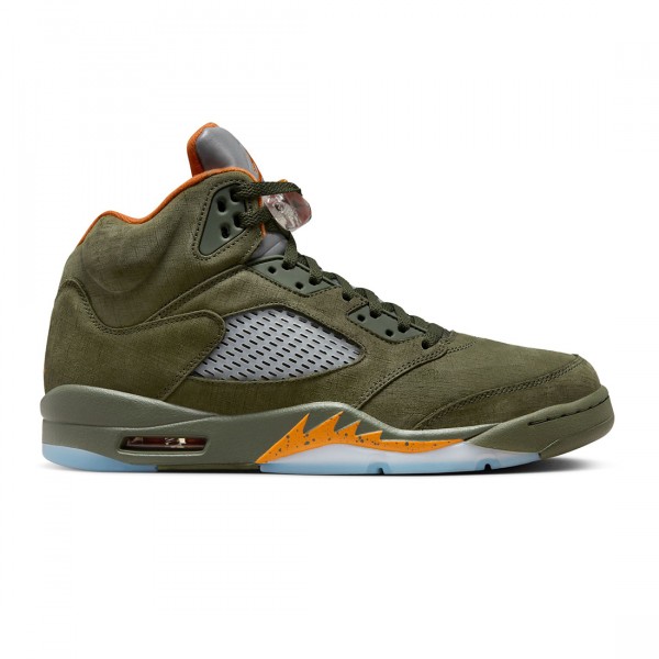 jordan men air jordan 5 retro army olive solar orange