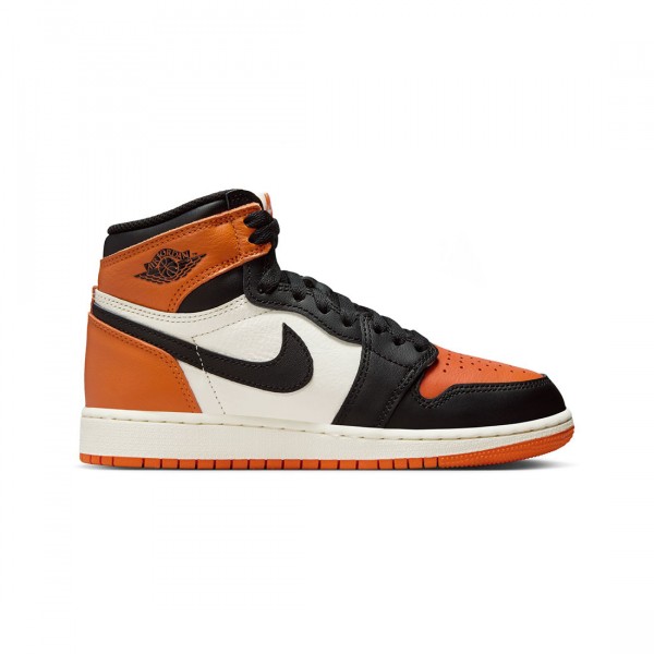 jordan big kids air jordan 1 high og black black sail starfish display picture 3