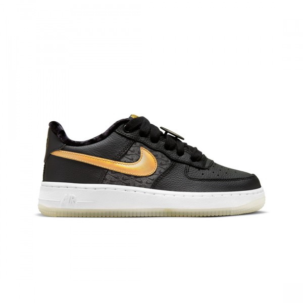 Nike Air Force 1 Premium (GS) Big Kids' Shoes White-Metallic Gold