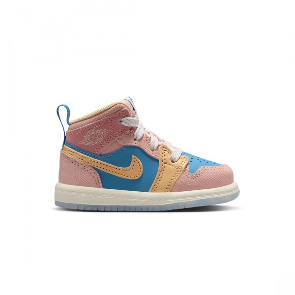 jordan toddlers jordan 1 mid ss td aegean storm hemp pink oxford