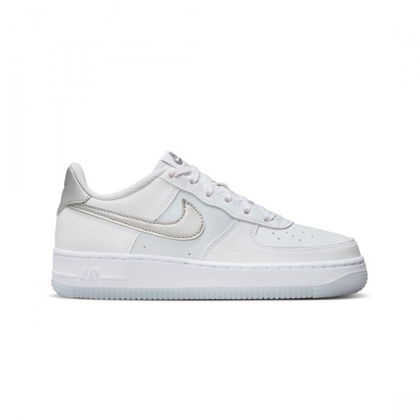 Nike Big Kids Air Force 1 Gs (white / metallic silver-pure platinum)