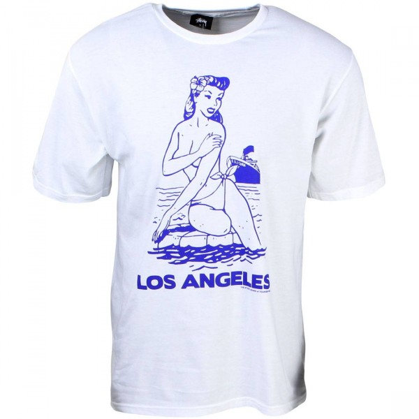 Stussy Men Aloha Cities Tee - LA white blue