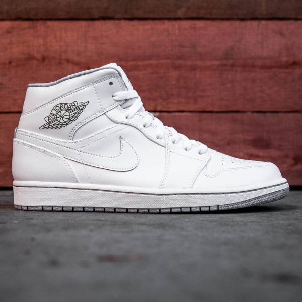 Air jordan 1 mid white black wolf grey discount