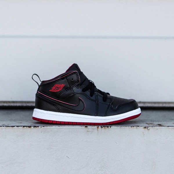 Jordan Toddlers Jordan 1 Mid BT black black white gym red