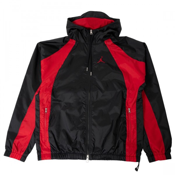 Red windbreaker top