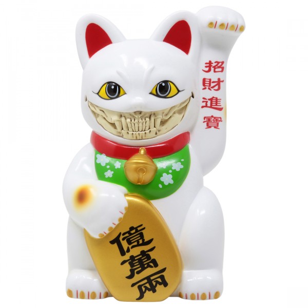 popaganda x ron english 8 inch lucky cat grin figure white