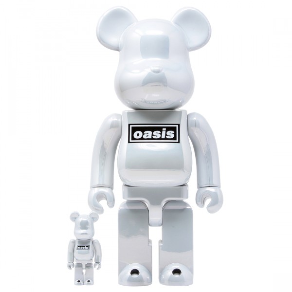 Medicom Oasis Merchandising White Chrome 100% 400% Bearbrick Figure Set  white