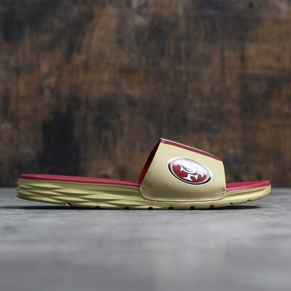 Nike slides red with gold check on sale