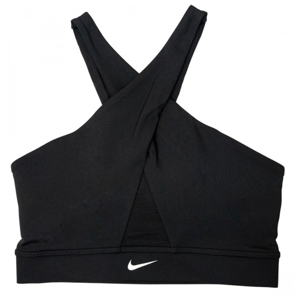 Nike Performance W DF SWSH IC AOP GX - Medium support sports bra - black/dark  driftwood/hazel rush/white/black - Zalando.de