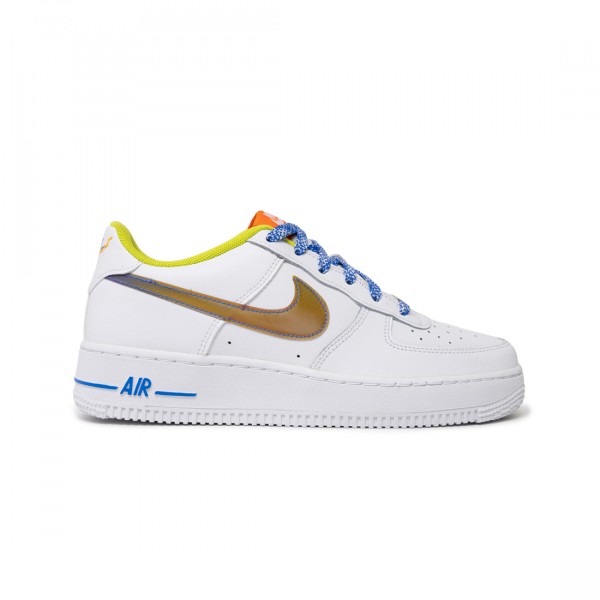 Kids White & Blue Air Force 1 Lv8 2 Big Kids Sneakers In White/light Photo  Blue/deep Royal Blue