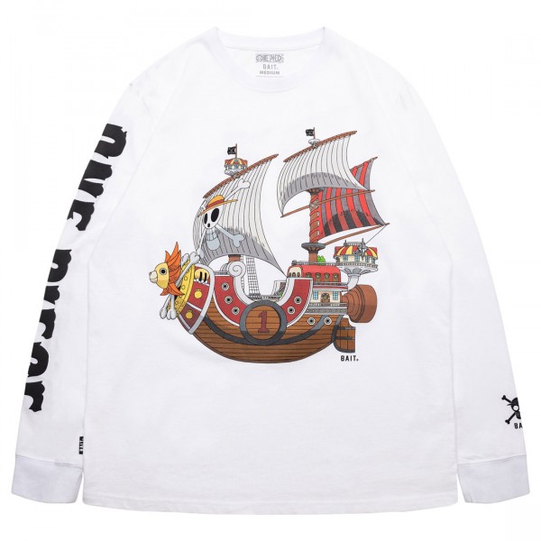 Bait x One Piece Men Straw Hat Ship Long Sleeve Tee White