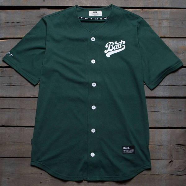BAIT Men Script Logo Baseball Jersey Shirt green