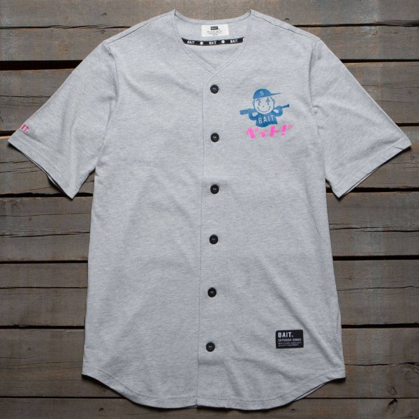 BAIT Men Nippon Logo Baseball Jersey Shirt (gray)