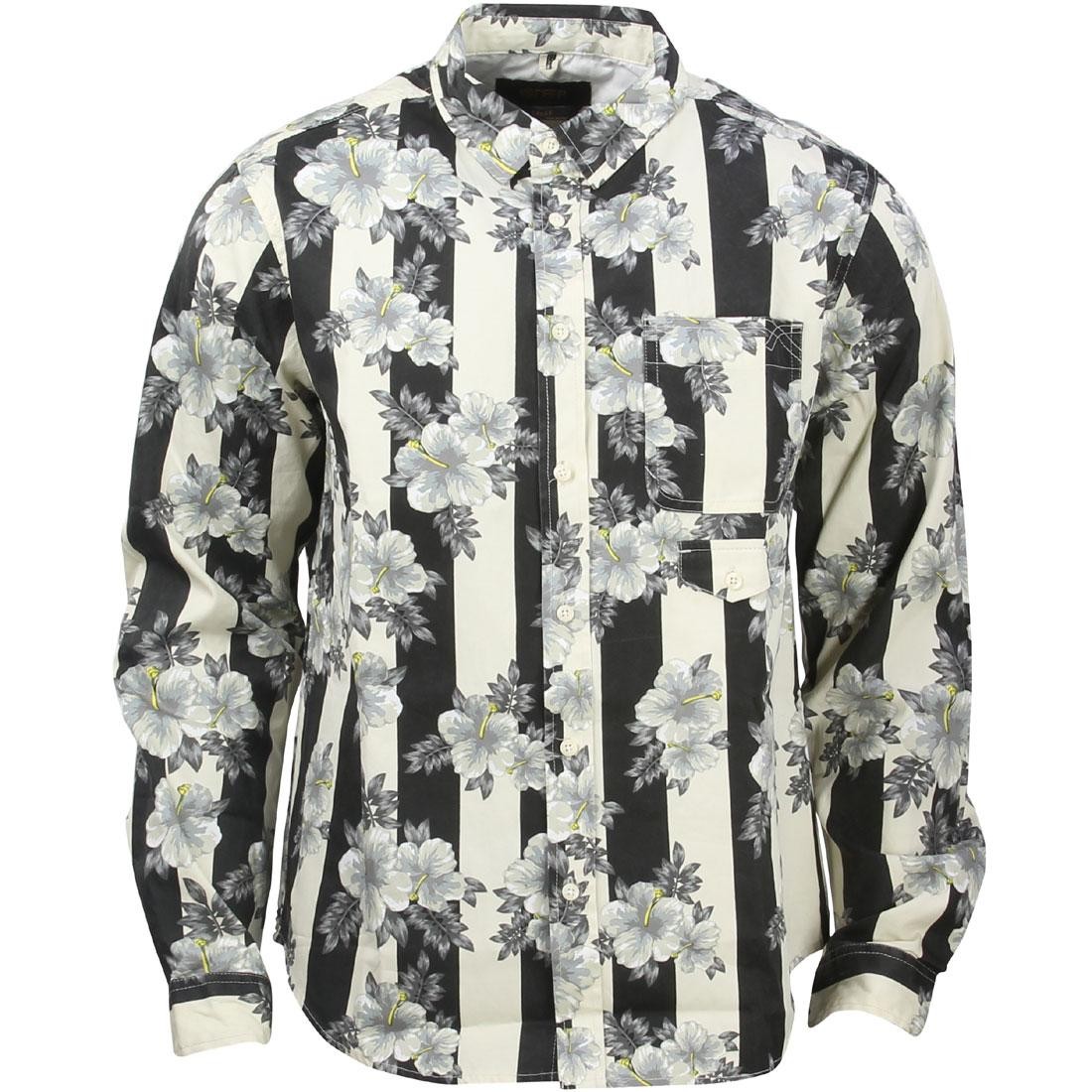 10 Deep 16 Bit Buttondown Long Sleeve Shirt (white / hibis strp)