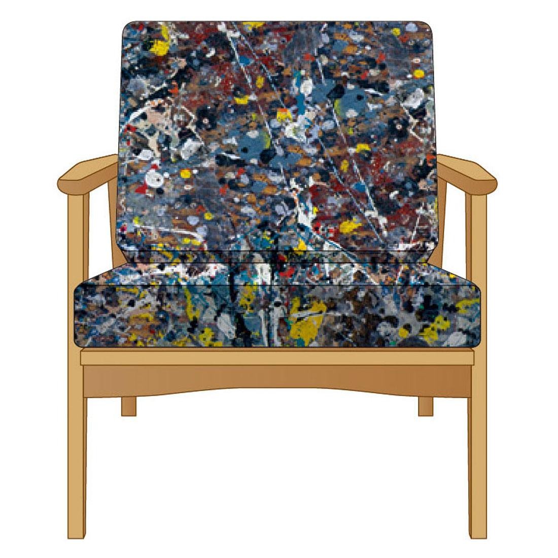 Medicom x Karimoku x SYNC x Jackson Pollock 2.0 Hizikake Chair (tan)