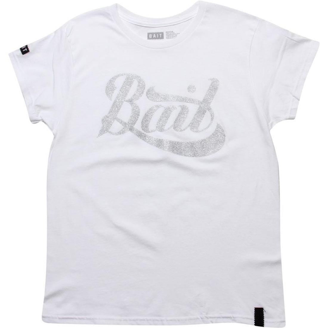 BAIT Womens Script Logo Tee (white / silver)
