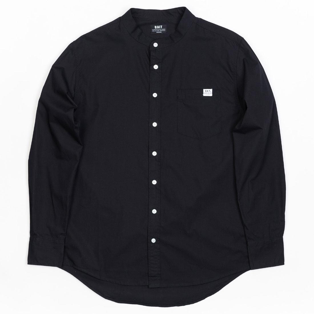 BAIT Men Mandarin Collar Button Up Shirt (black)
