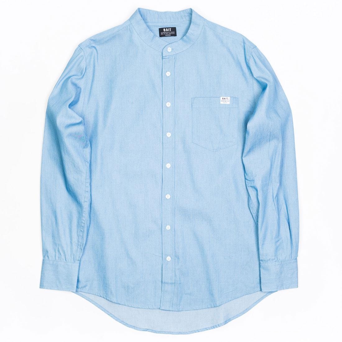 Cheap Urlfreeze Jordan Outlet Men Mandarin Collar Button Up Shirt (light blue)