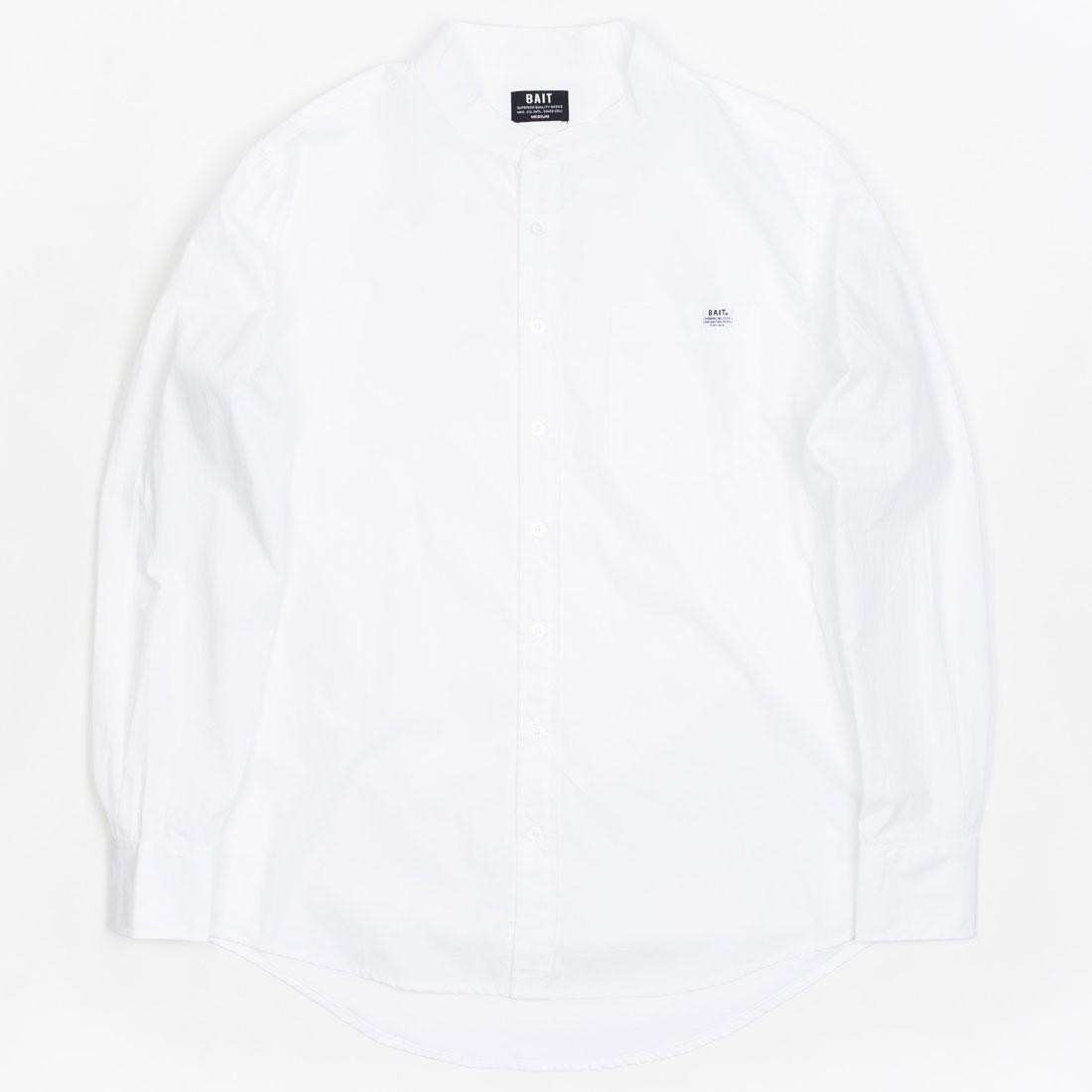 BAIT Men Mandarin Collar Button Up Shirt (white)
