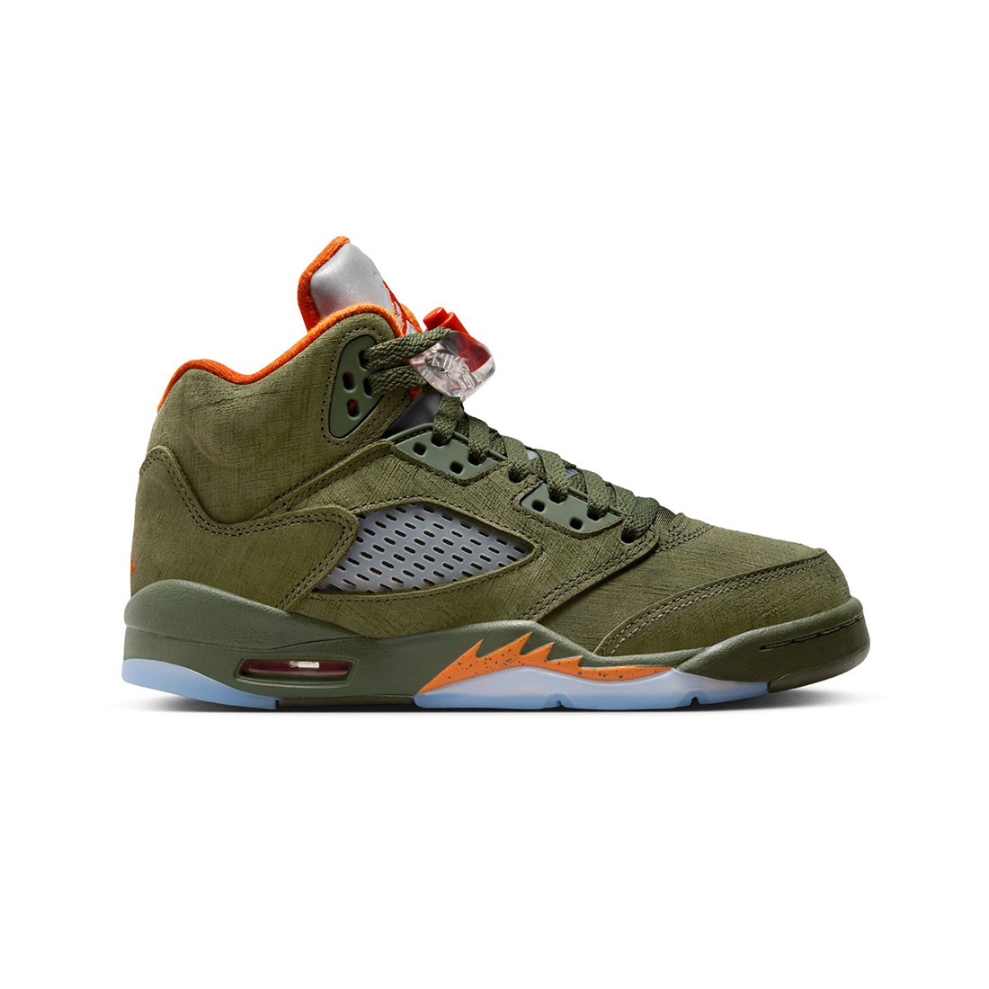 Air Jordan 5 Retro Big Kids (army olive / solar orange)