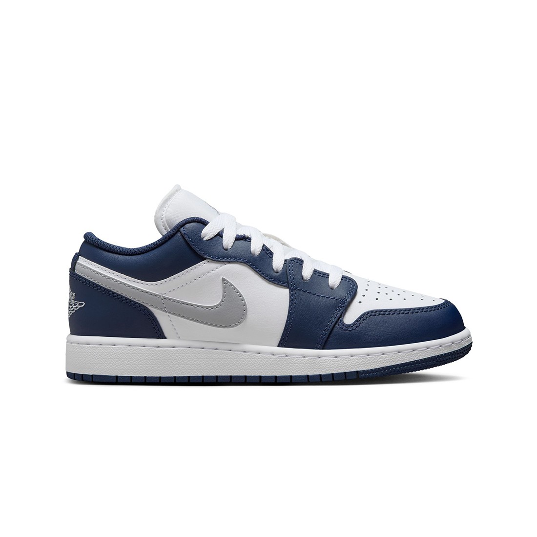 Air Jordan 1 Low Big Kids (white / wolf grey-midnight navy)