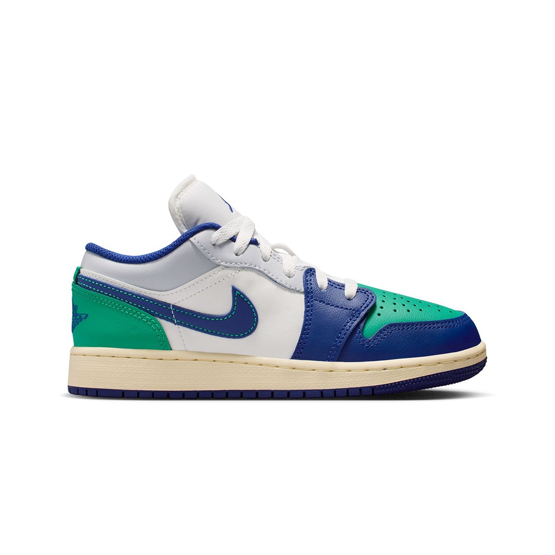 Air Jordan 1 Low Big Kids (sail / deep royal blue-stadium green)