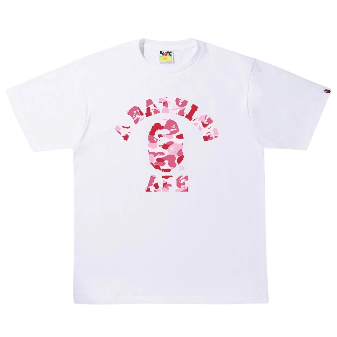 A Bathing Ape Men ABC Camo College Tee (white / pink)