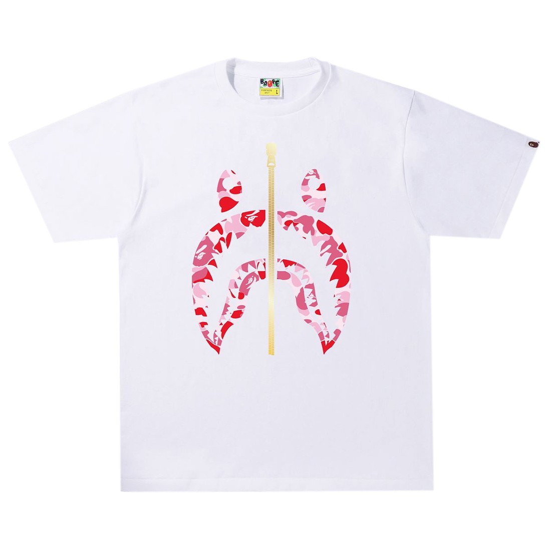 A Bathing Ape Men ABC Camo Shark Tee (white / pink)