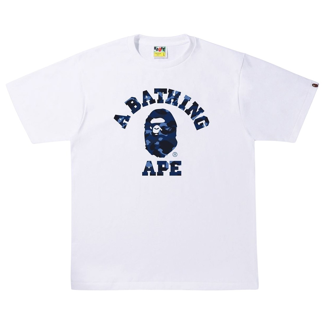 A Bathing Ape Men Color Camo A College Tee (white / navy)