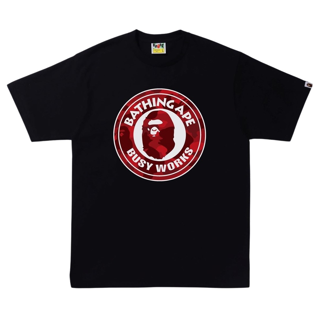 A Bathing Ape Men Color Camo A Busy Works Tee (black / red)
