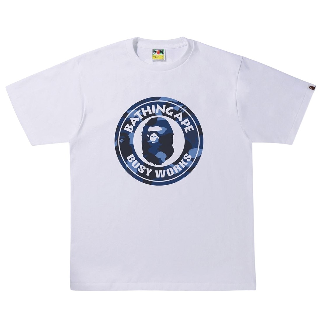 A Bathing Ape Men Color Camo A Busy Works Tee (white / navy)