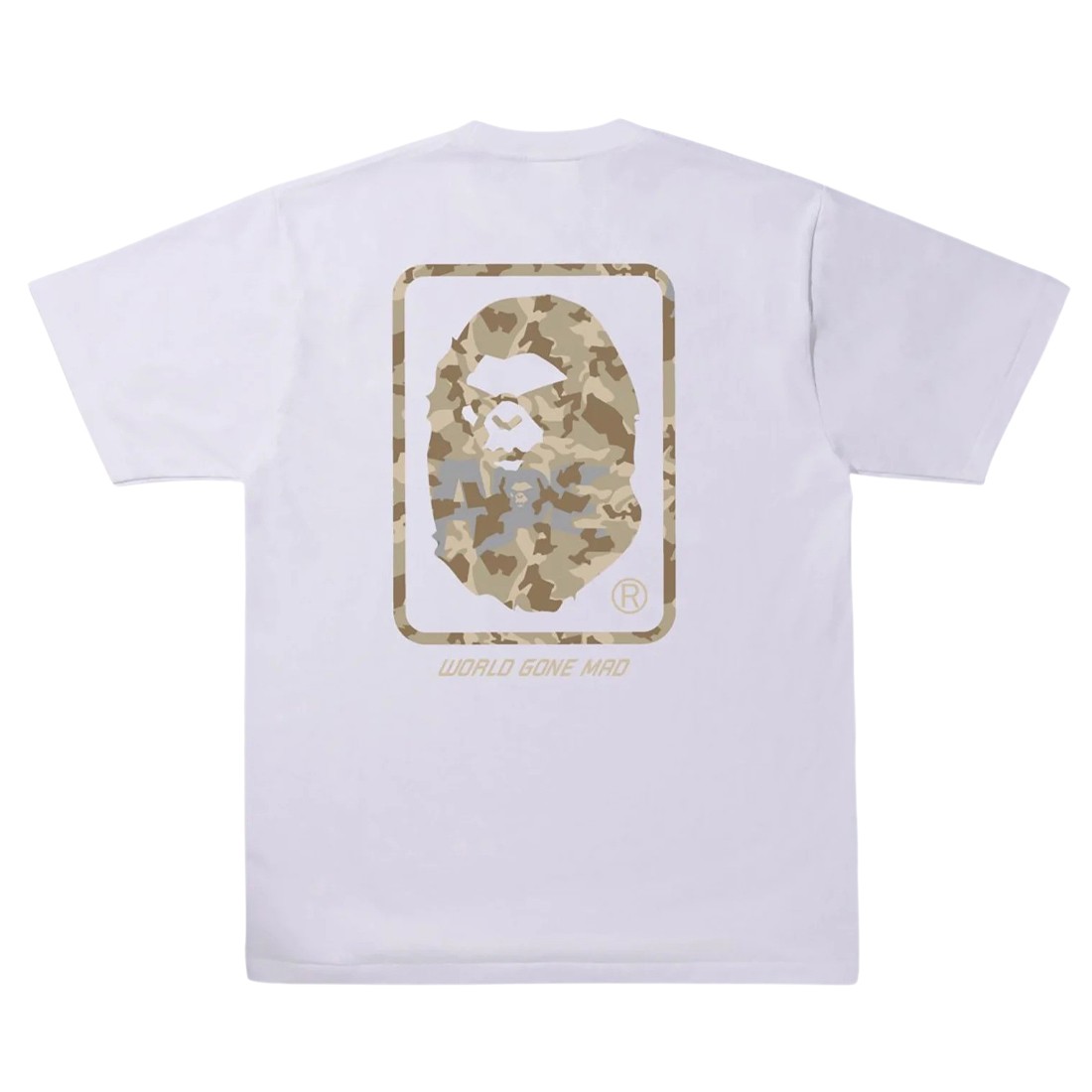 A Bathing Ape Men Sand Camo Mad Face Tee (white / beige)