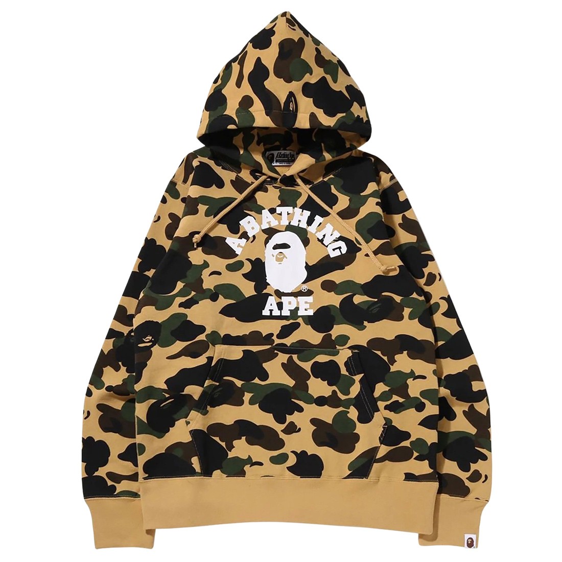 A Bathing Ape Men 1st Camo College Pullover Hoodie yellow