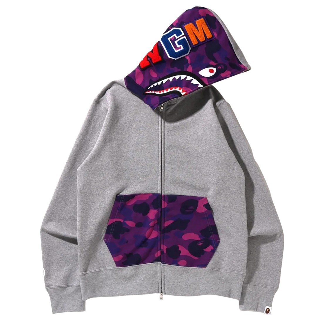 A Bathing Ape Bape Purple Camo Shark Hoodie