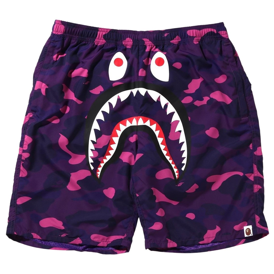 A Bathing Ape Men Color Camo Shark Beach Shorts (purple)