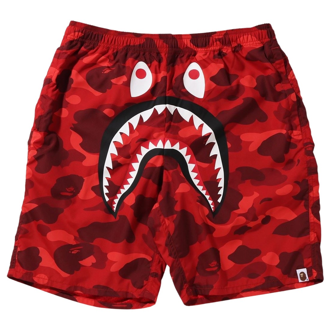 A Bathing Ape Men Color Camo Shark Beach Shorts (red)