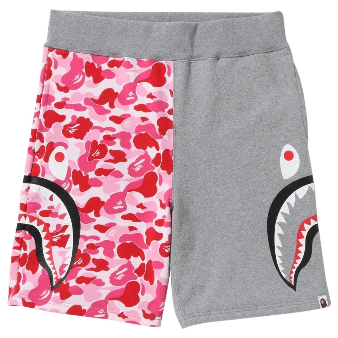A Bathing Ape Men ABC Camo Side Shark Sweat Shorts (pink)