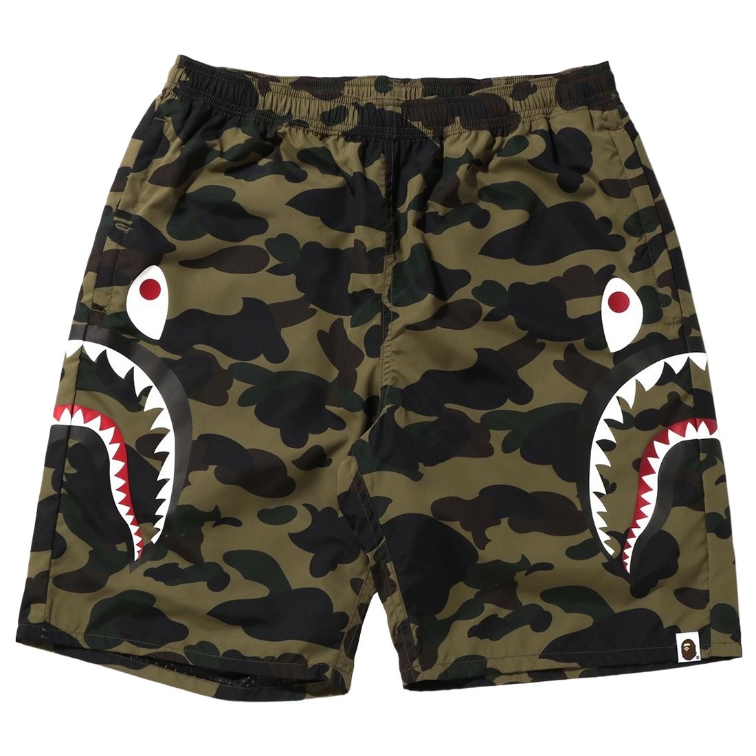A Bathing Ape Men 1st Camo Side Shark Beach Shorts (green)