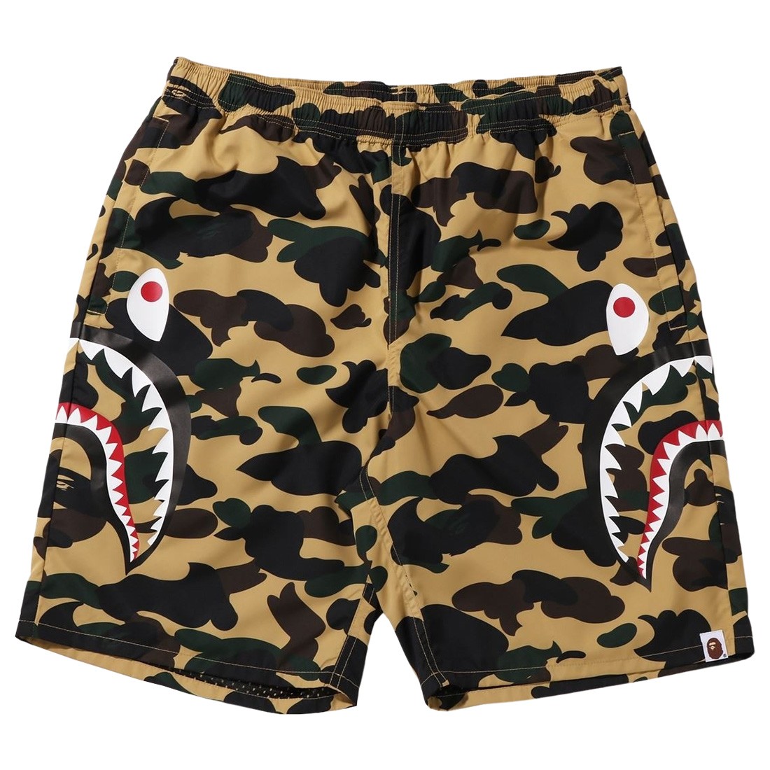 A Bathing Ape Men 1st Camo Side Shark Beach Shorts (yellow)