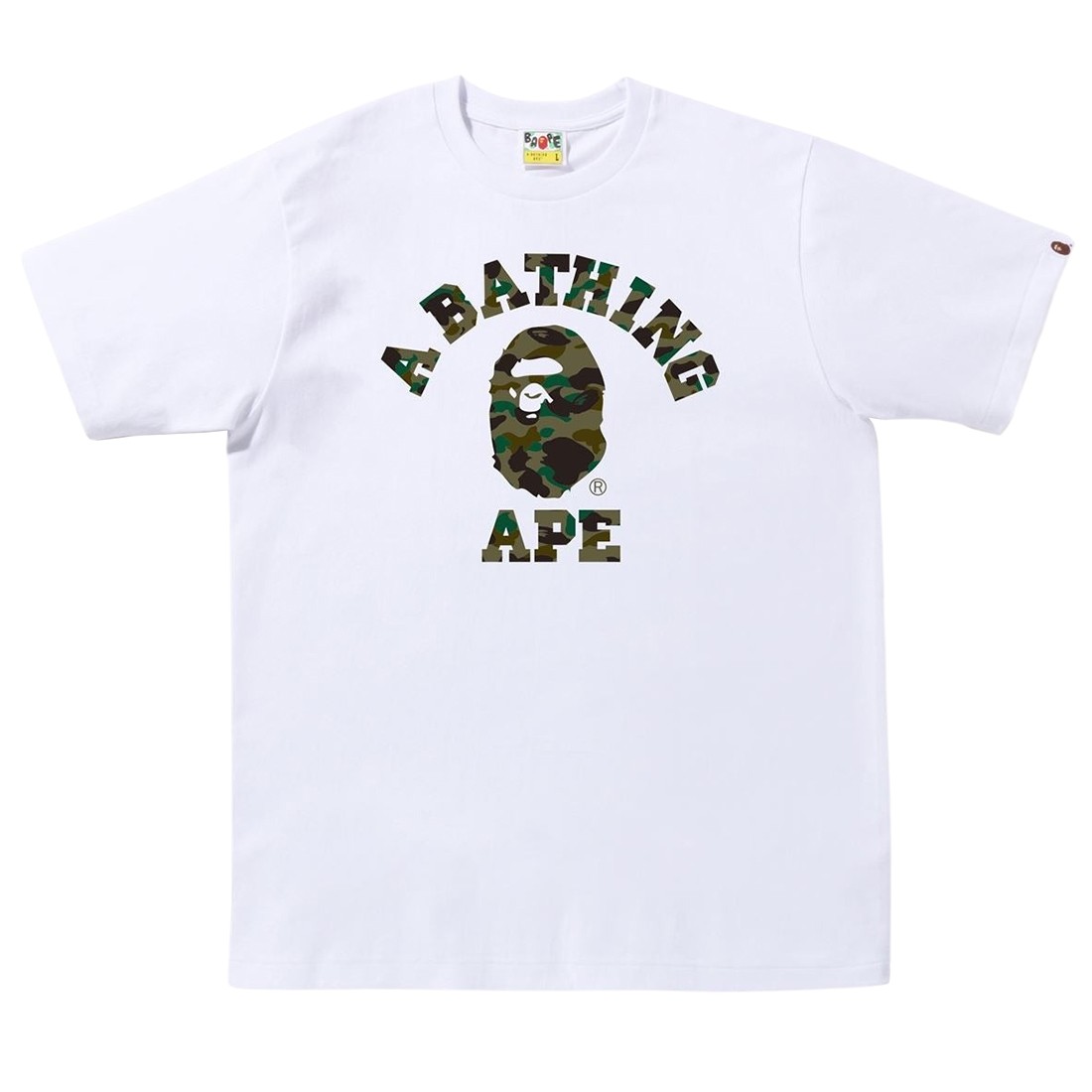 A Bathing Ape Men 1st Camo College Tee (white / green)