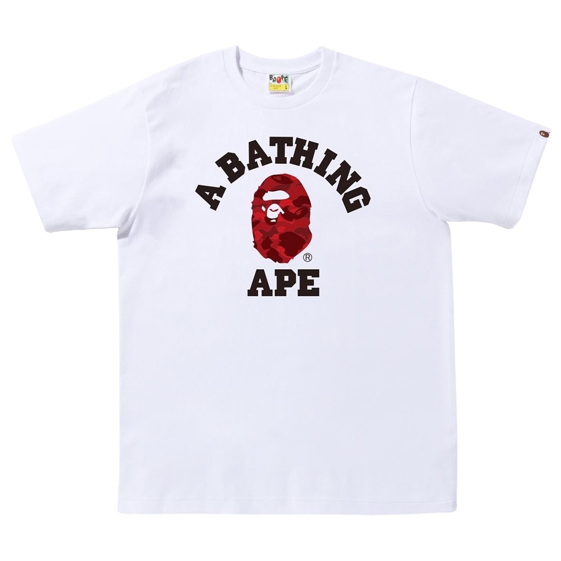 A Bathing Ape Men Color Camo College Tee (white / red)